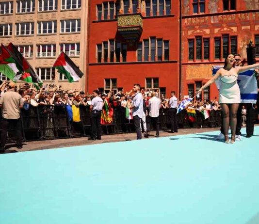 pro-palestine-activists-protest-srael-at-eurovision-opening-ceremony